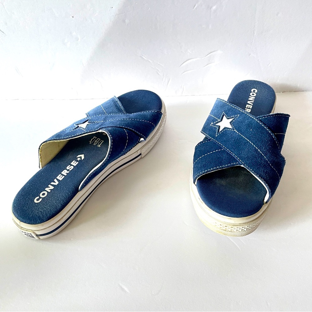 Converse Navy Casual Comfy Streetwear Slide Sandals with Star Accent Size 7